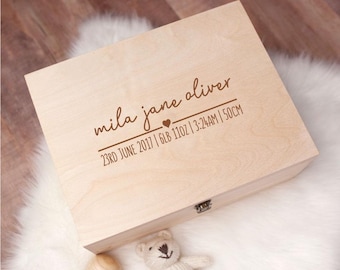 Personalised Baby Gift Keepsake Box - Personalised Baby Gifts For Newborn - Personalised Wooden Memory Box