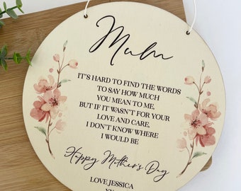 Mothers Day Plaque Personalised for Mum Gift for Grandparents Mothers Day Gift Love Mum Best Mum