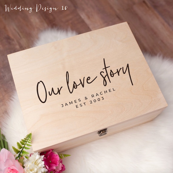 Personalised Wedding Gift Keepsake Box - Personalised Engagement Box -  Personalised Wooden Memory Box