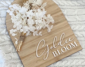 Everlasting Florals | New Baby | Baby Announcement Plaque| Newborn Photo Prop | Floral Dried Flowers