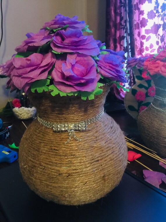 Jute Handmade Flower Vase Etsy