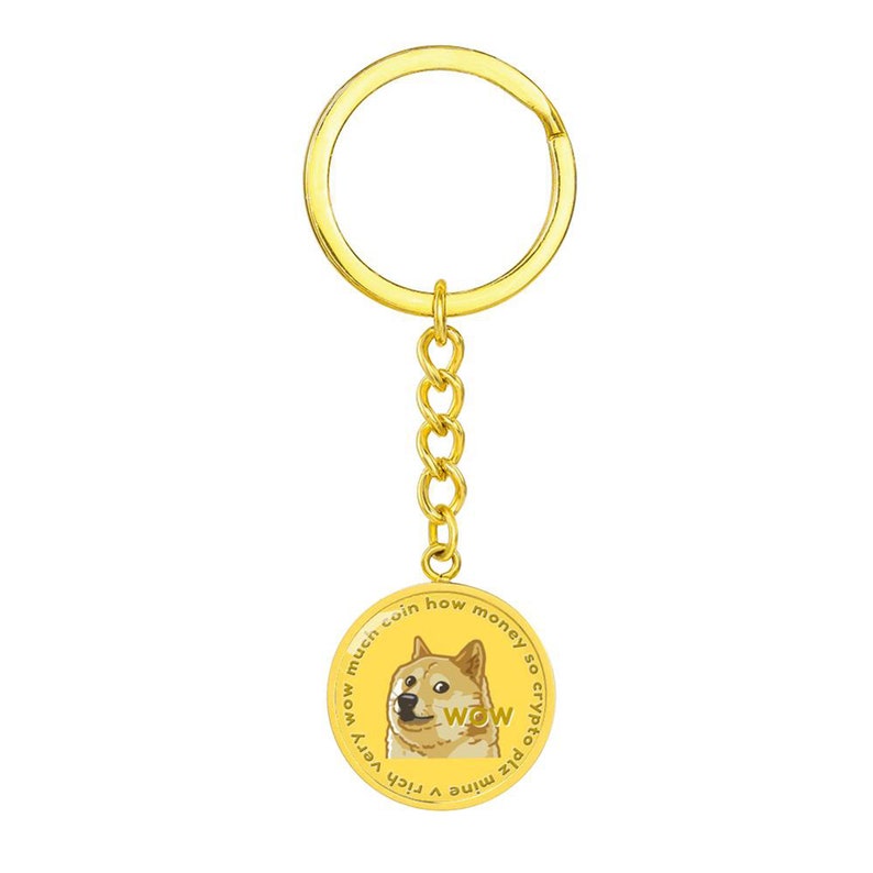 Dogecoin Keychain Cryptocurrency Coin Key ring Doge Coin Meme Key chain Crypto currency trade miner Accessory Dogecoin keyring