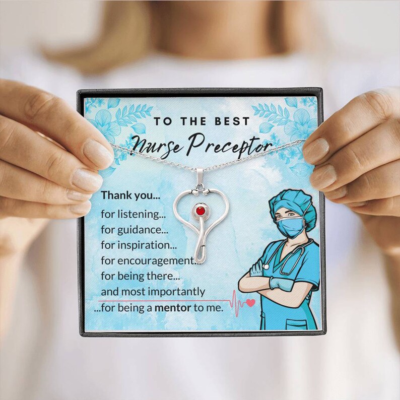 Nurse Preceptor Necklace Thank you Card Gift Stethoscope ...