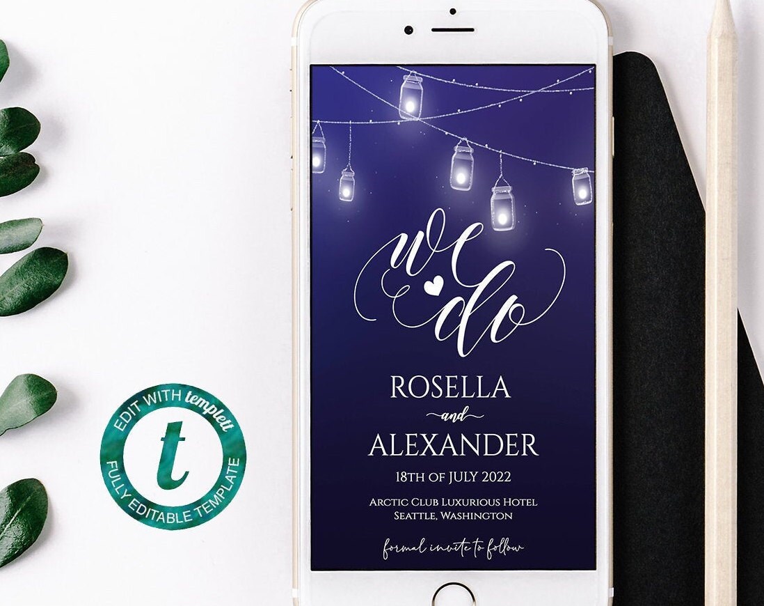 Invitaciones de boda electrónicas Plantilla simple Etsy