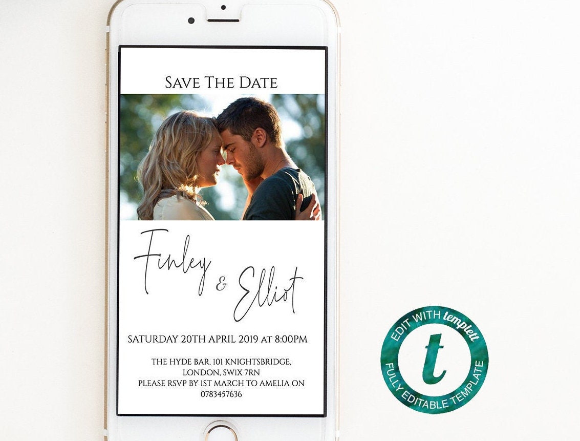 Invitaciones de boda electrónicas Plantilla Flor de acuarela Etsy España