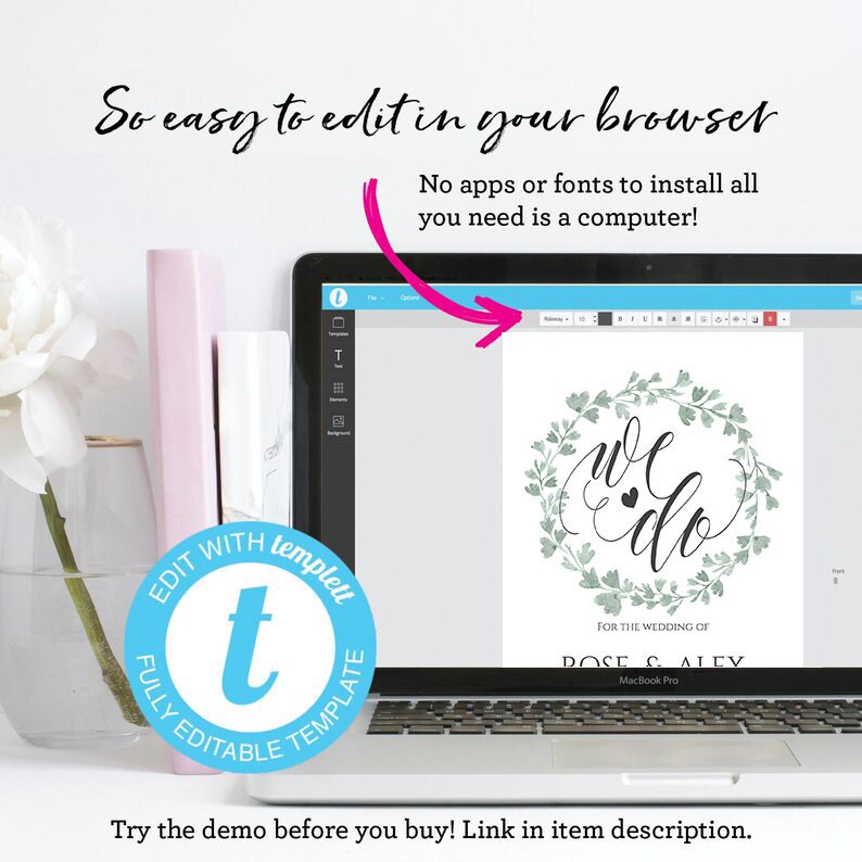 Invitaciones de boda electrónicas Plantilla simple Etsy