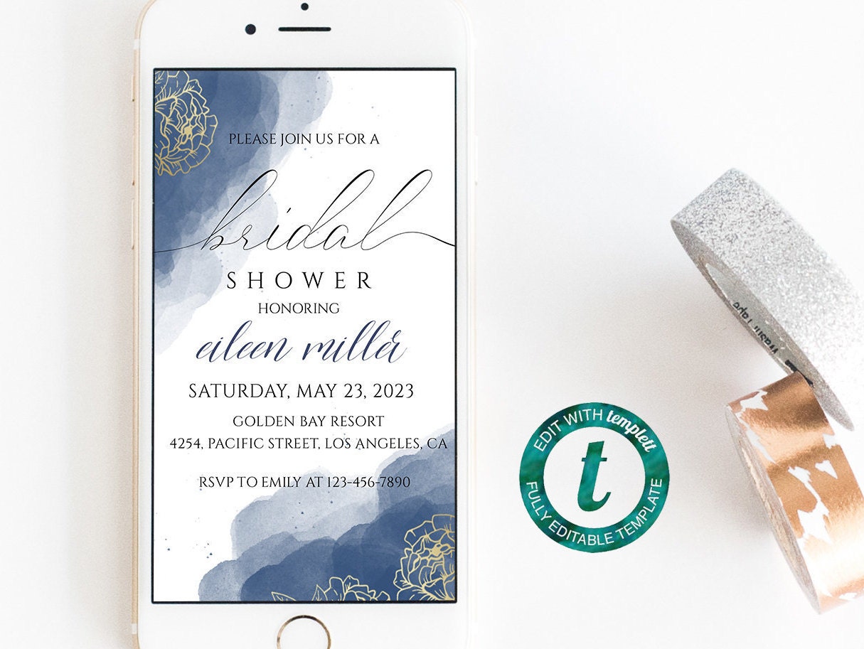 Electronic bridal shower invitation template Digital Etsy