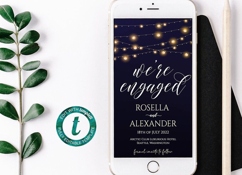 Editable Electronic Engagement Party Invitation template Etsy