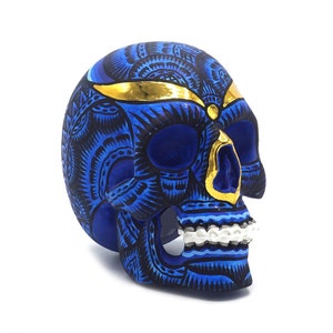 Handgemaakte hars schedel, met de hand geschilderd, tribale schedel kunst, schedel homeware,