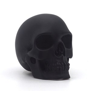Hand made resin skull sculpture, skull art, skull homeware, small matte black skull