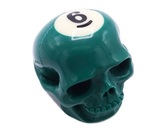 Hand carved pool ball skull, 8 ball, skeleton head billiard ball, skull art, skull homeware, No. 6