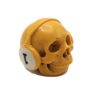 Hand carved Dj pool ball skull, 8 ball, skeleton head billiard ball, skull art, skull homeware, No. 1