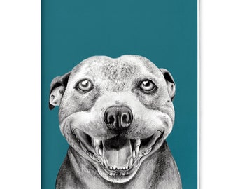 Staffy Dog Notebook | Hand Bound Blank Dog Lover Sketchbook | Stafiture Bull Terrier Gifts