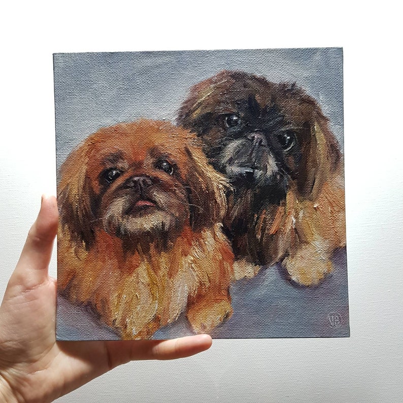 Pekingese Painting Custom Dog Portrait Cute Animal Wall Art Original Oil Painting Made to Order from your photo by VBartist