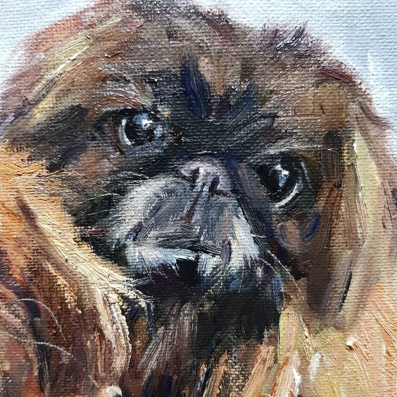 Pekingese Painting Custom Dog Portrait Cute Animal Wall Art Original Oil Painting Made to Order from your photo by VBartist