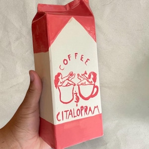 Vaso de caixa de leite, café e citalopram, feito à mão, utensílios de cozinha novos, personalizado, cerâmica pintada à mão