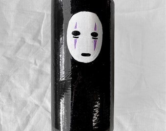 Anime Ceramic, tall vase, no face, pottery planter, manga, home decor, plant pot, kawaii, hand painted ceramics, character, studio ghibli