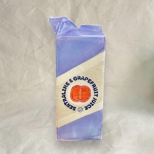 Vaso de caixa de leite, toranja e sertralina, doença crônica, invisível, medicamentos para saúde mental, feito à mão, utensílios de cozinha inovadores, cerâmica