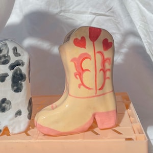 Cowboy Boot Planter - Custom Design, handmade, novelty kitchenware, custom, hand painted ceramics