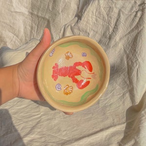 Hand Painted Bowl, handmade, novelty kitchenware, custom, hand painted ceramics image 1