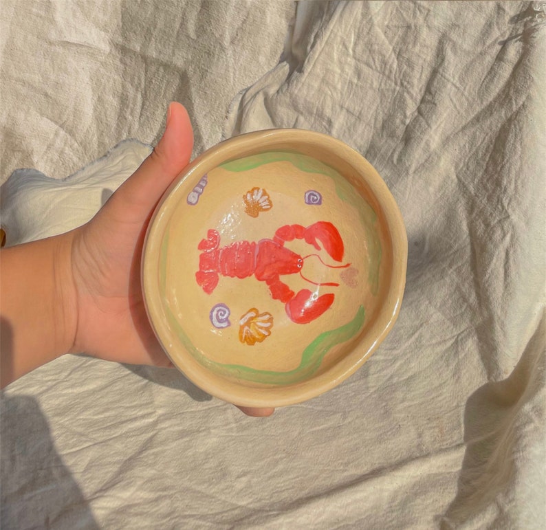 Hand Painted Bowl, handmade, novelty kitchenware, custom, hand painted ceramics image 1