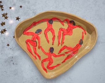 Asymmetrical pasta bowl, handmade, novelty kitchenware, custom, hand painted ceramics