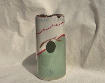 Ceramic Can Mug Vase - Perello Olives Design, Novelty Kitchenware Decor