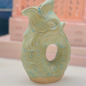 Fish Jug, handmade, novelty kitchenware, vase, hand painted ceramics, housewarming gift, kitsch homeware