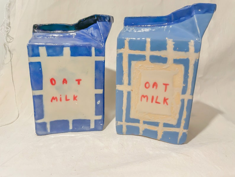 Milk Carton Ornament, handmade, novelty kitchenware, custom, hand painted ceramics image 2