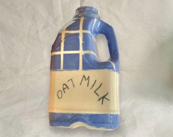 Hafermilchvase, Milchkrugverzierung, handgemacht, Neuheit Küchengeschirr, kundenspezifische, handbemalte Keramik