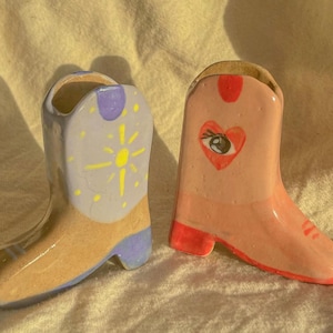 Cowboy Boot Match Striker, Keramik Übertopf, Vase, Cowgirlästhetik, Wohnkultur, Kuhabdruck, Pflanzentopf, Ornament, Western, Kerze