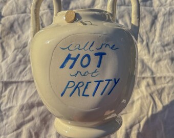 Handmade Statement Vase – Illustrated Amphora with Dogs