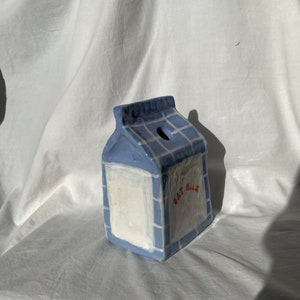 Milk Carton Ornament, handmade, novelty kitchenware, custom, hand painted ceramics image 6