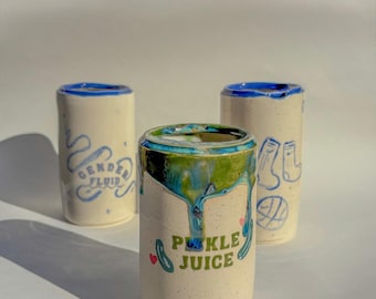 Handmade Ceramic Coffee Mug – Tall Takeout Cup, Quirky Art Designs