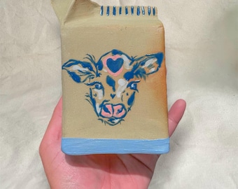 Handmade Cow Milk Carton Vase, Hand-Painted Ceramic Ornament