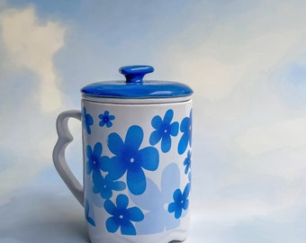 Vintage Ceramic Tea Strainer Mug Mid-Century Japanese teacup 50’s 60’s 70’s 80’s retro psychedelic tableware