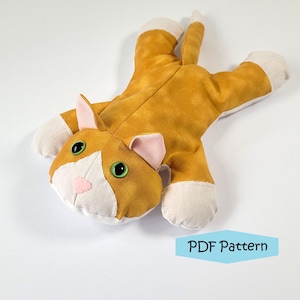 Bean Bag Cat Sewing PDF Pattern - Digital Download Pattern to Make Cat Plushy - Animal Bean Bag Toy Tutorial - Kitty Pattern - Cat Pattern