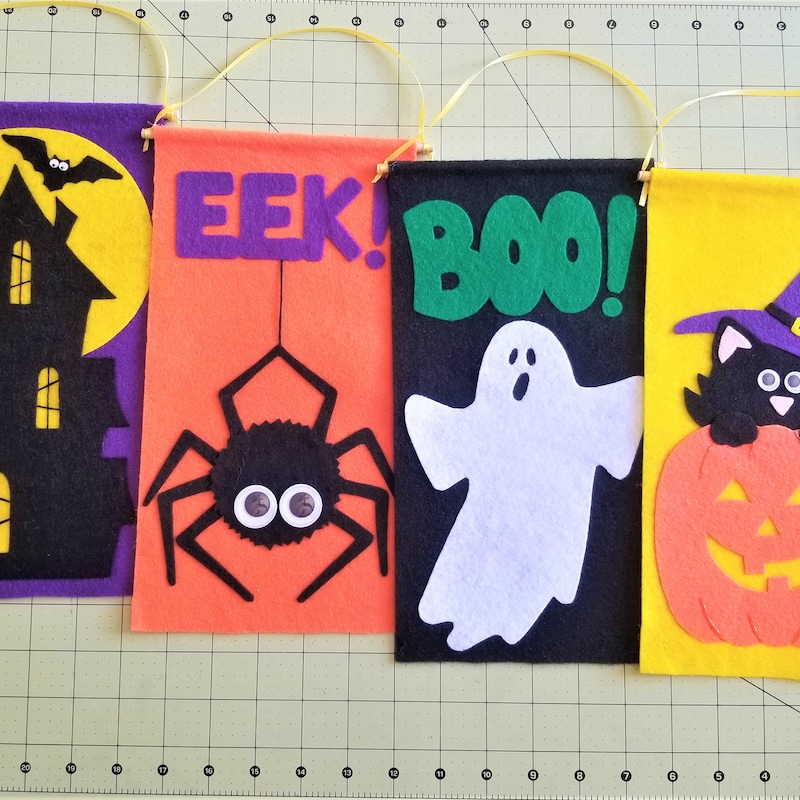 Halloween Happy Birthday Felt Banner - Spooky Party Garland Decorations - View #5