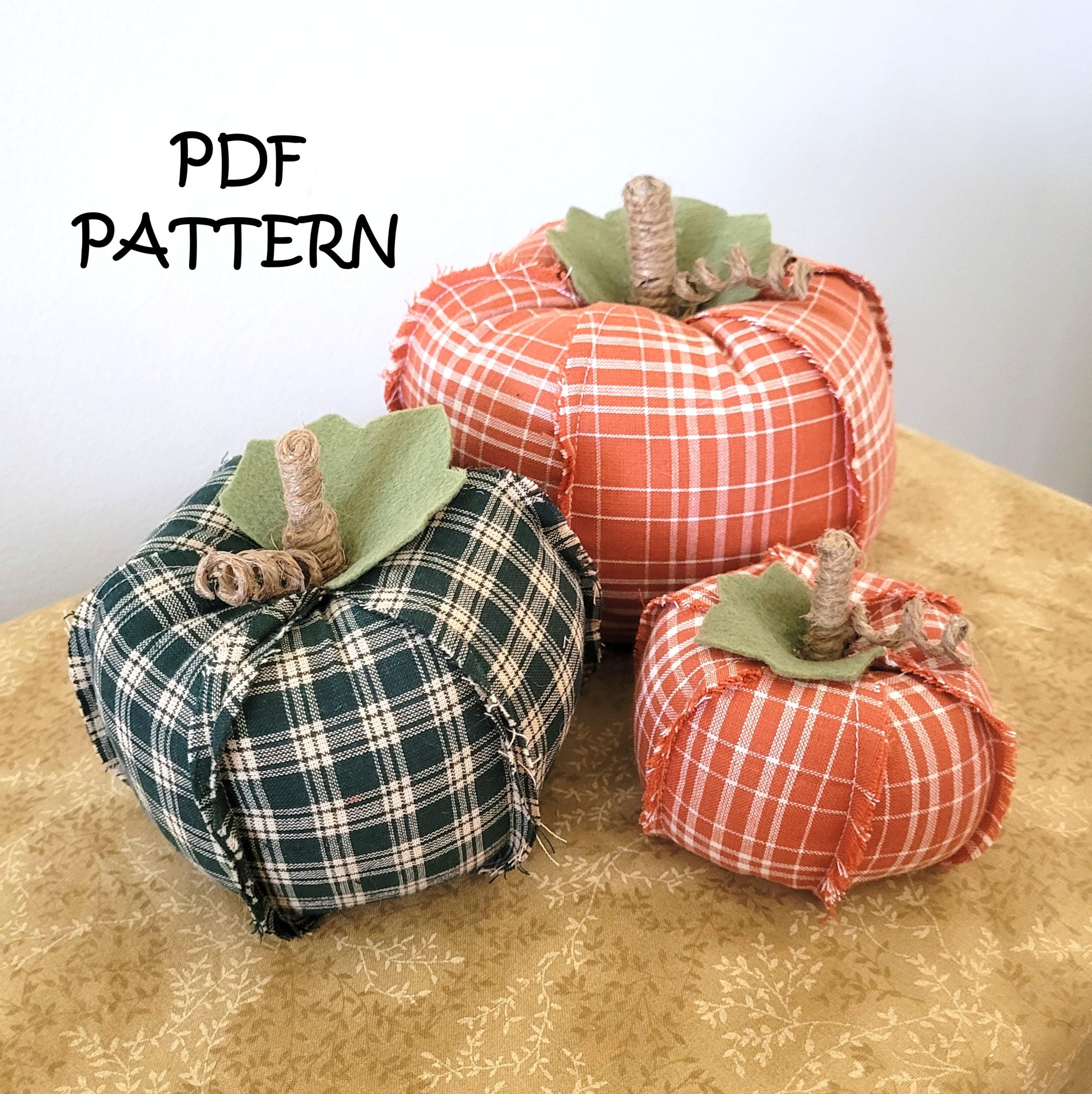 Fabric Pumpkin Sewing Pattern Fall Decor Tutorial PDF Download Make 