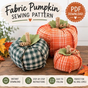 Molde para costurar abóbora de tecido: Tutorial de decoração de outono (download em PDF). Faça 3 tamanhos!
