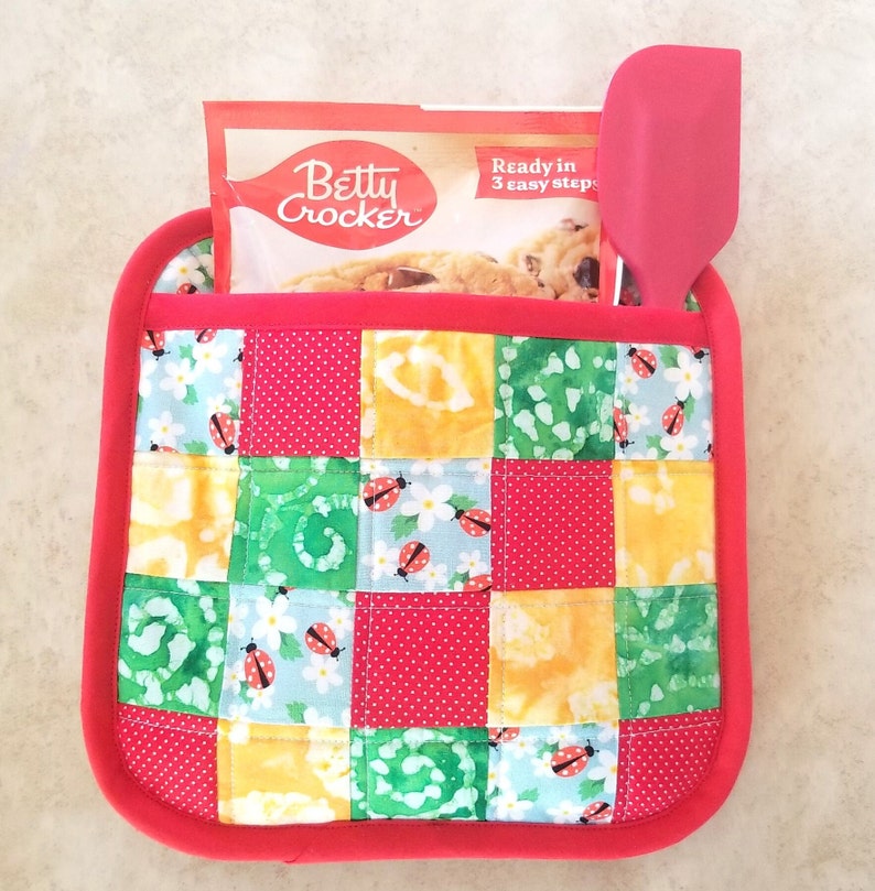Easy Potholder Pattern Set Rectangular or Square With Pocket PDF Download Quilted Potholder