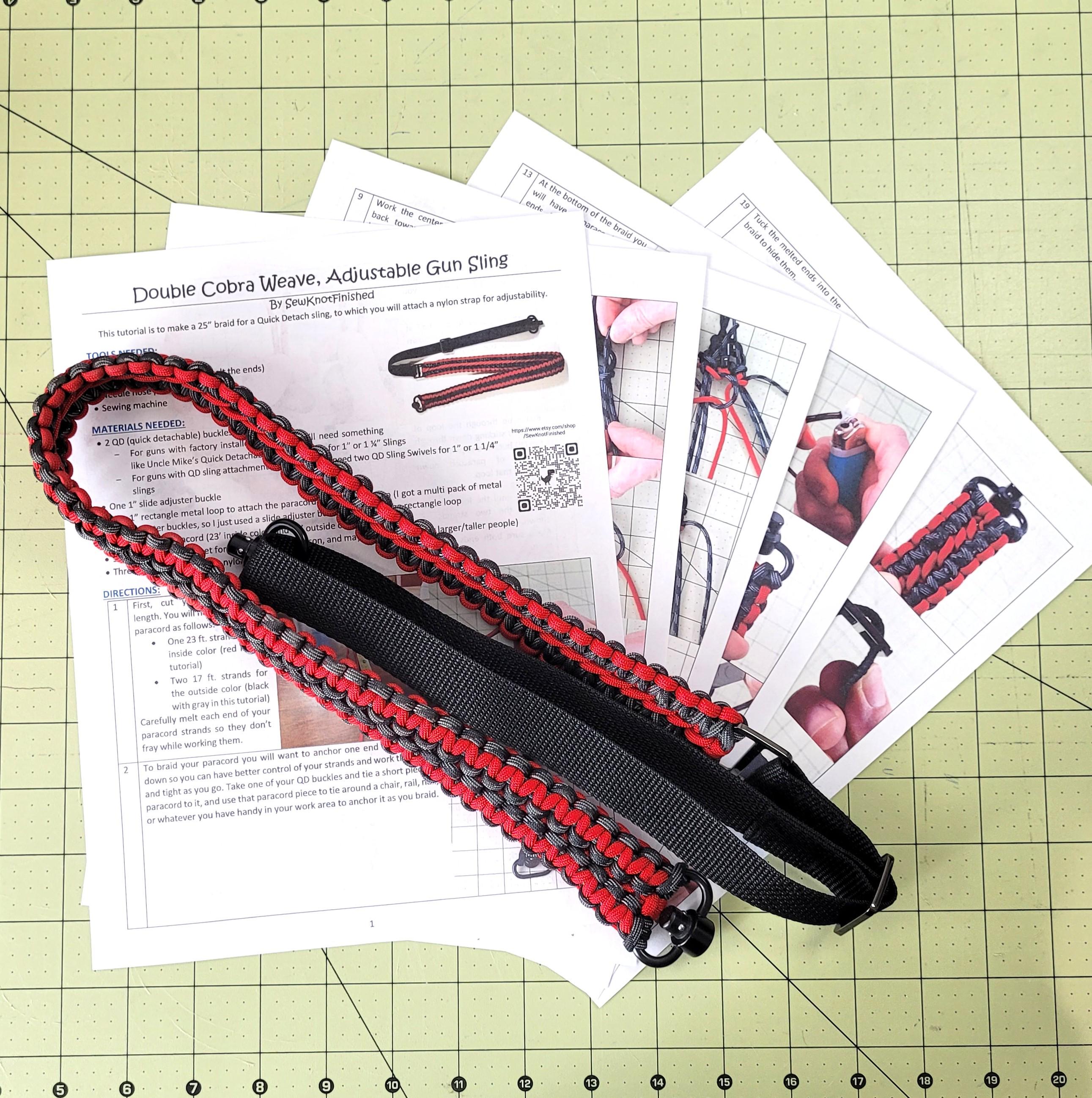 thumbnail image 2 of Our Fathers Arms Tactical 2-Point Quick Adjust Paracord Rifle Sling – Red & Black, QD Loops 2 of 4