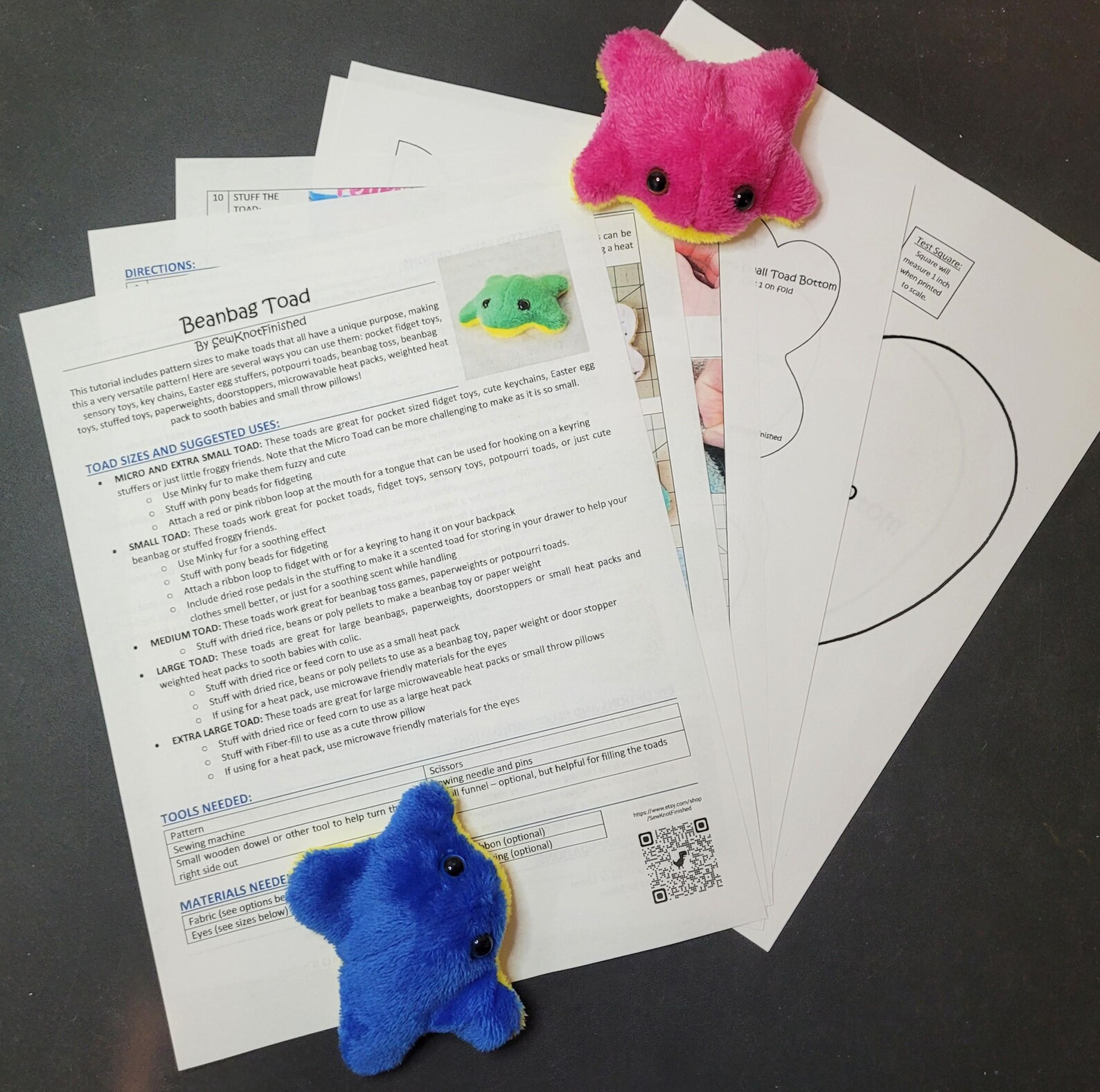 Toad Heat Pack Sewing Pattern: Fidget and Sensory Toy Including 6 Sizes ...