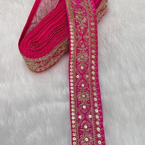 2 inch wide embroidered zari lace border for Dresses,sarees,lehenga,duppata,suits ,blouses,and craft ( 9 meter)