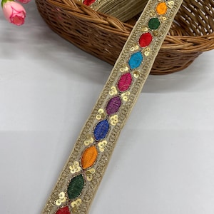 multicoloured embroidery lace borders for saree , Duppata, dress, Lehenga ( 9 mtr)
