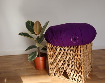 Zafu in organic cotton- purple/embroidered eye