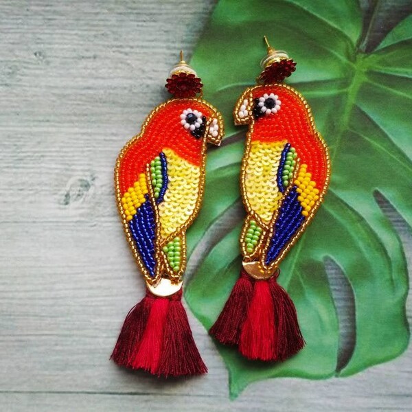 Parrot Earrings Etsy