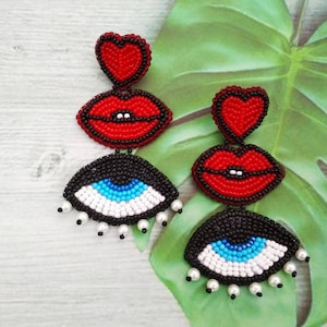 Evil eye earrings. Evil eye jewelry. Weird earrings. 25th birthday gift for her. 5th anniversary gift. Gift for female friend.