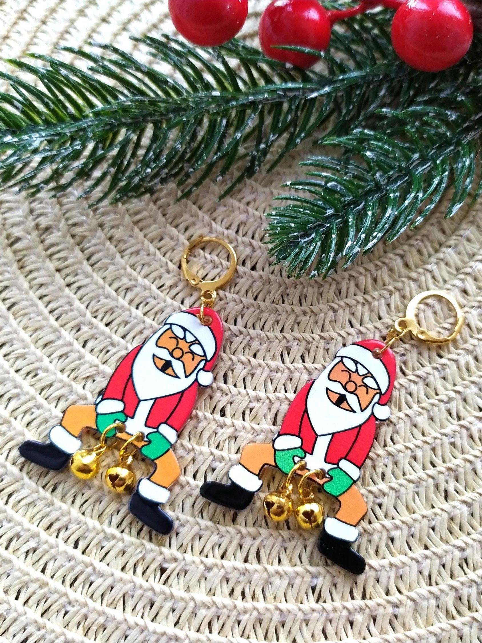 Boucles D'oreilles Fantaisie Couronne De Noël - Festives Et Neuves Avec étiquettes