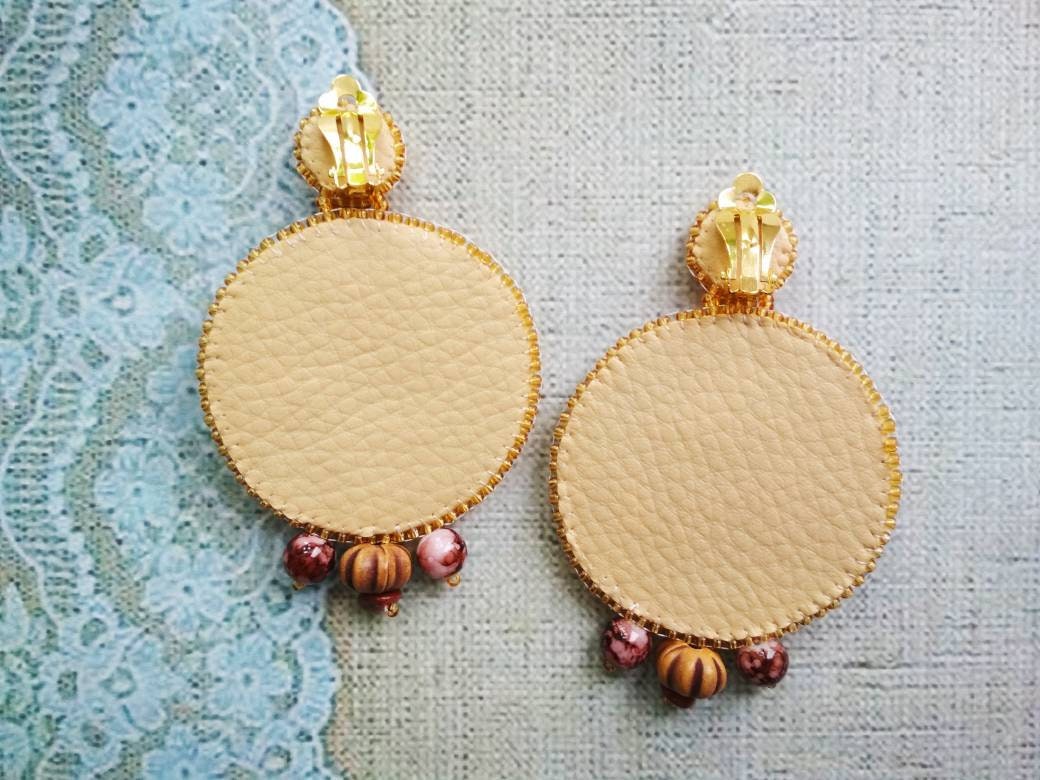 Twine earrings Large round earrings Cord earrings Organic Etsy